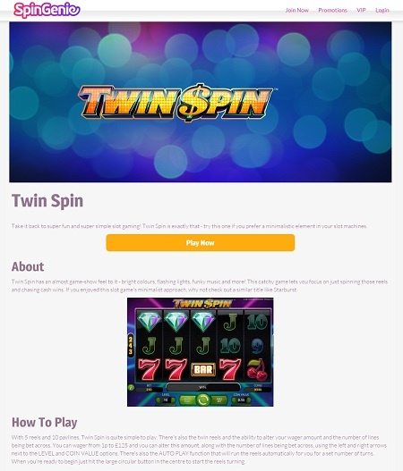 Spin Slots at Spin Genie