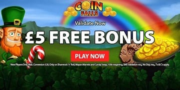 Coinfalls Casino Free £5 bets bonus